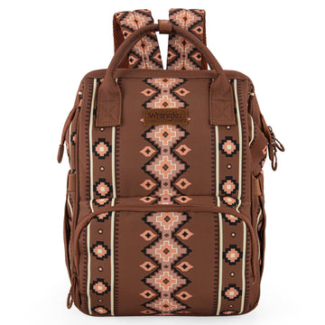 Montana West X Wrangler Diaper Bag Backpack Aztec Travel Backpack Purses Western Multi-Function Baby Bags For Mom With Waterproo