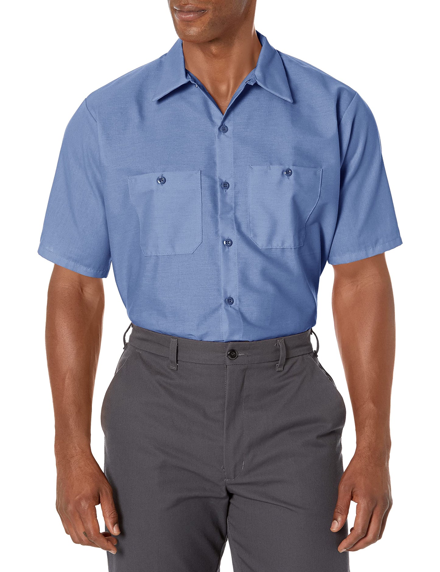 Red Kap Mens Standard Industrial Work Shirt, Regular Fit, Short Sleeve, Petrol Blue, 2X-Large