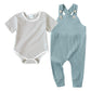 Yuemion Newborn Baby Boy Clothes,2Pcs Infant Boy Romper Bodysuit Spring/Summer Stripe Outfits +Bib Overall Pants(3-6 Month)