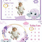 Hoolloomooloo Baby Milestone Blanket Pack of 2 | Purple Sleepy Elephant & Pink Floral Bow Elephant Design | Monthly Photoshoot P