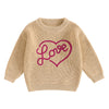 Nokpsedcb Baby Girl Cute Long Sleeve Heart Flowers Embroidery Oversized Sweater Toddler Valentine Outfit (Khaki Love, 2-3 Years)