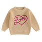 Nokpsedcb Baby Girl Cute Long Sleeve Heart Flowers Embroidery Oversized Sweater Toddler Valentine Outfit (Khaki Love, 18-24 Mont