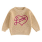 Nokpsedcb Baby Girl Cute Long Sleeve Heart Flowers Embroidery Oversized Sweater Toddler Valentine Outfit (Khaki Love, 9-12 Month