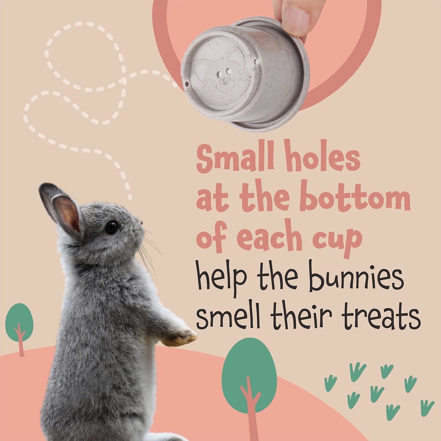 [8 PC] Stacking Cups for Rabbits - Wheat Straw Rabbit Toys with Cute Animal Designs - Bunny Stacking Cups to Play with Rabbits -
