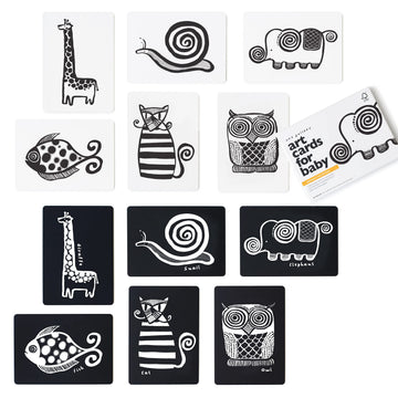 Wee Gallery Art Cards for Baby, Durable High Contrast Black and White Animal Flashcards for Newborns, Brain Development, Sensory