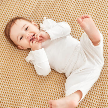 Pureborn Baby Girls Organic Cotton Bodysuit Infant Girl Long Sleeve Ruffle Shoulder White Spring Fall Bodysuit 18-24 Months