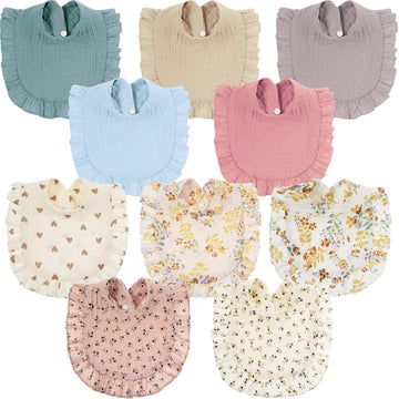 10 Pcs Muslin Baby Bibs Drool Teething Bibs Lap Shoulder Baby Bibs Cotton Drool Bibs Absorbent Baby Bandana Bibs For Unisex Boys