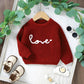 Baby Girl Cute Long Sleeve Crew Neck Love Embroidery Sweater Toddler Valentine Day Outfits (Red Love, 9-12 Months)