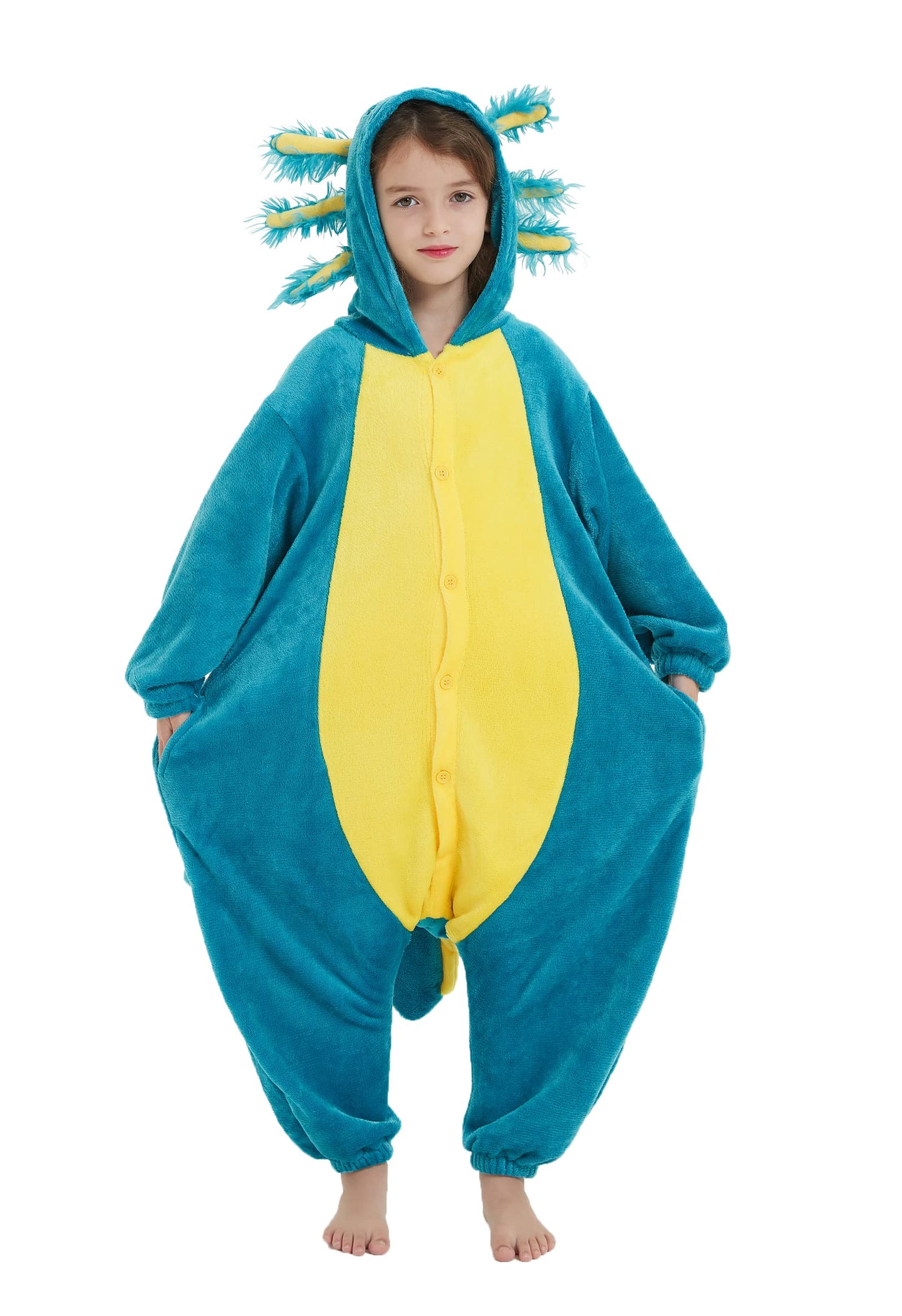 Atoz Onesie For Kids, Animal Pajamas Halloween Cosplay Costume For Girls Boys, Axolotl 4-5T