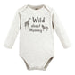 Touched By Nature Unisex Baby Organic Cotton Long-Sleeve Bodysuits, Neutral Safari, 9-12 Months