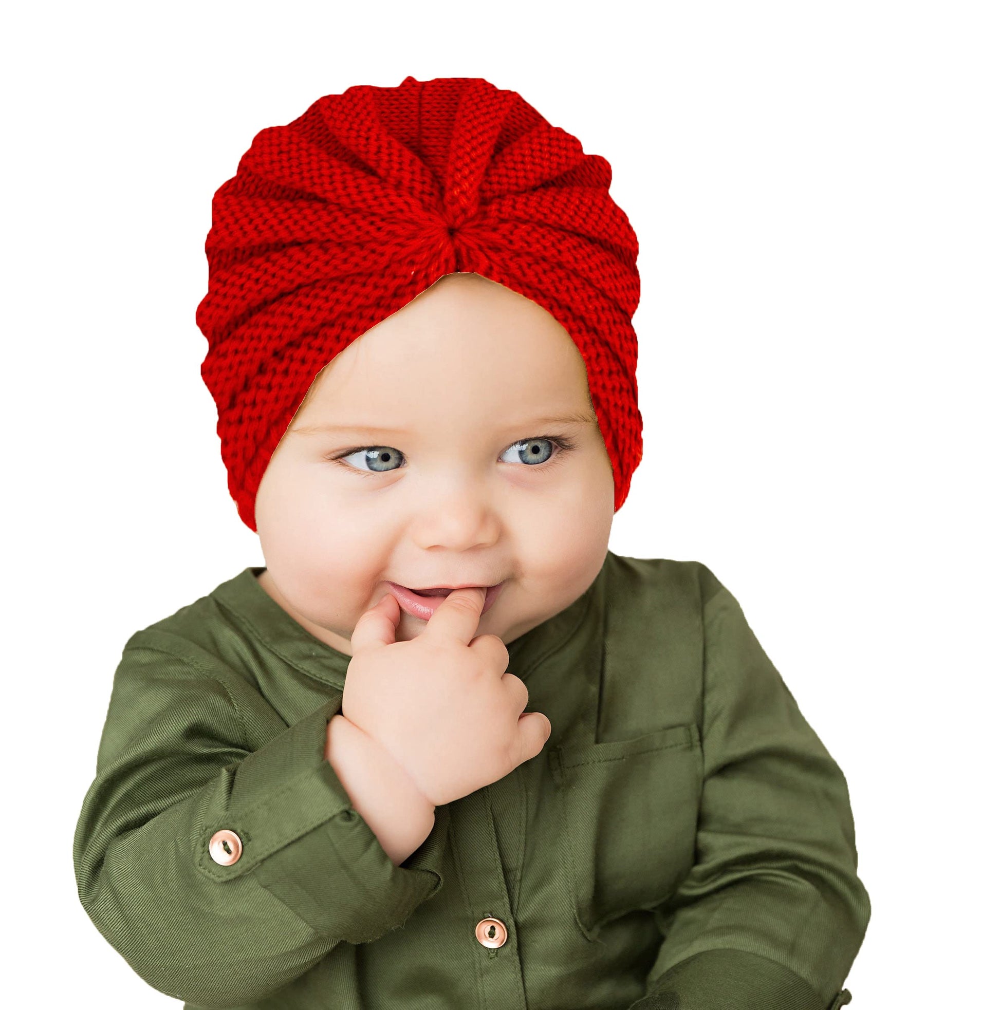 Syga Baby Turban Cap Unisex Winter Woolen Warm Hat Bowknot Knitted Infant Toddler Cap 03 Years Red