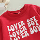 Lesimsam Toddler Baby Boy Valentines Day Outfit Letter Print Crewneck Long Sleeve Sweatshirt And Jogger Pants Set (Lover Boy-Red