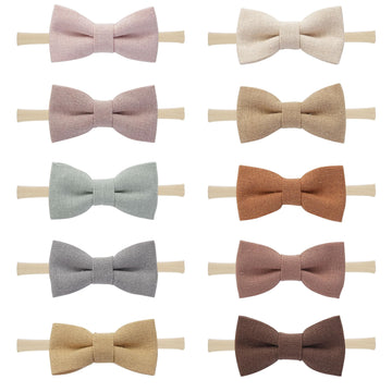 Fancy Clouds Baby Girl Bows And Headbands,10 Pack Of Stretchy Soft Nylon Hairbands Hair Bows For Newborns, Infants, Toddlers - H