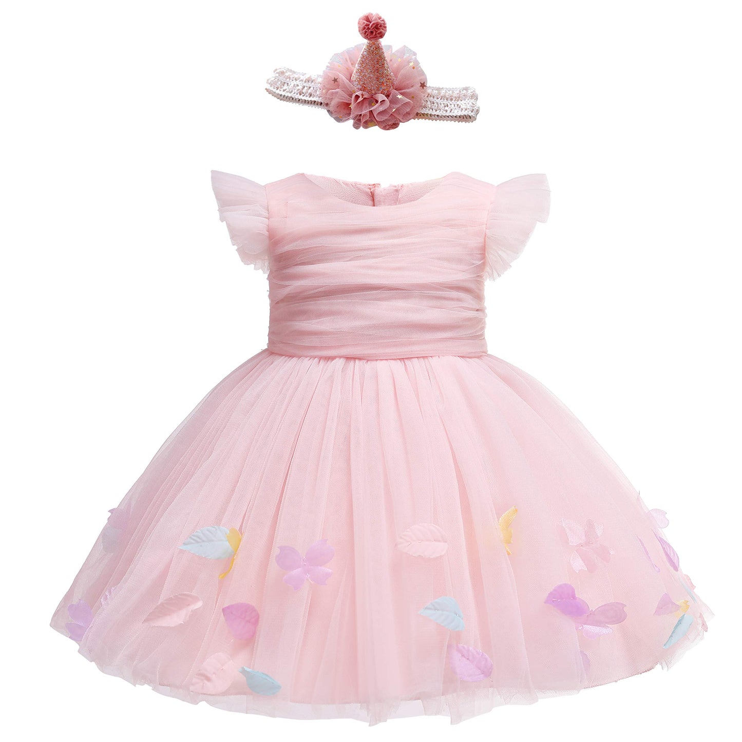 Glamulice Baby Girls Pink Flower Dress Infant First Birthday Outfit Wedding Bridesmaid Party Christmas Dresses 12-18 Toddler Lit