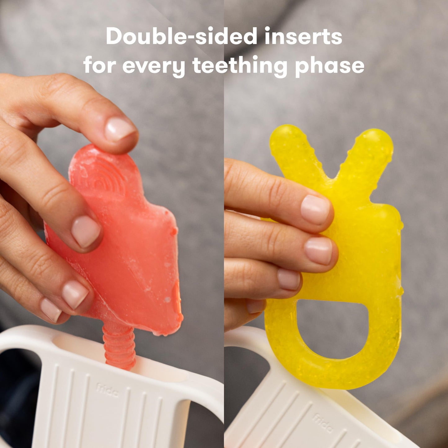 Frida Baby Teething Relief Not-Too-Cold-to-Hold Baby Teether, Valentines Day Gifts for Kids, BPA-Free Silicone Teething Toys