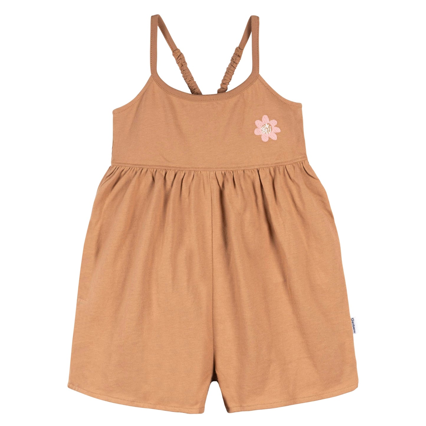 Gerber Baby Girls Toddler 2-Pack Sleeveless Romper Jumpsuit, Rust Floral, 5T