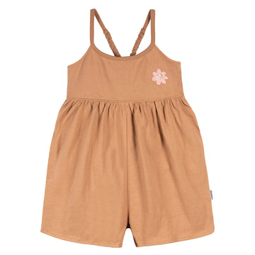 Gerber Baby Girls Toddler 2-Pack Sleeveless Romper Jumpsuit, Rust Floral, 5T