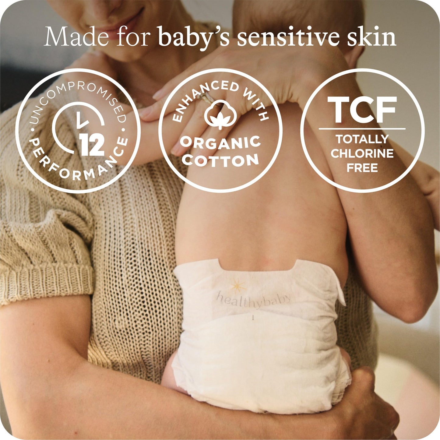 Healthybaby Our Diapers | Ewg Verified Safe & Plant-Based Diapers | Absorbent For Leak Protection | Soft Organic Cotton Shell |