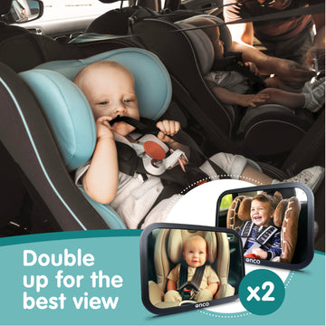 Onco Baby Car Mirror Rear Facing (2-Pack) - Award-Winning Car Mirror For Baby 100% Shatterproof Baby Mirror For Car Journeys, Sh