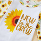 Grnshts Newborn Baby Girl Romper Infant Letter Print Bodysuit Sunflower Jumpsuit+Hat+Headband+Gloves Coming Home Clothes Outfits