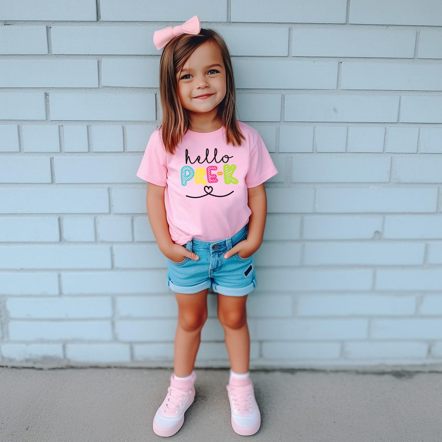 Hello Pre-K First Day Of School Gift Back To School Pink Shirt 3T