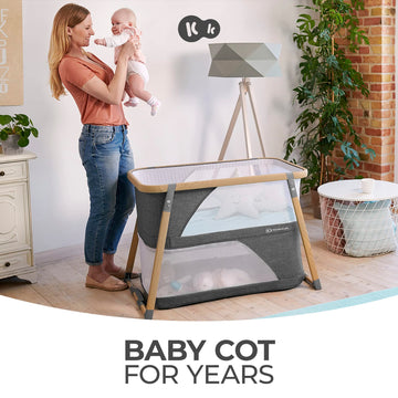 Kinderkraft Sofi Portable Travel Crib For Baby, Convertible Sleeping Cot 4 In 1 With Easy To Pack Playpen, Comfortable Bassinet