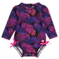 Rufflebutts Baby Girls Upf 50+ Sun Protection Novelty Print Long Sleeve One Piece Rash Guard Swimsuit With Zipper - Marine Glow,