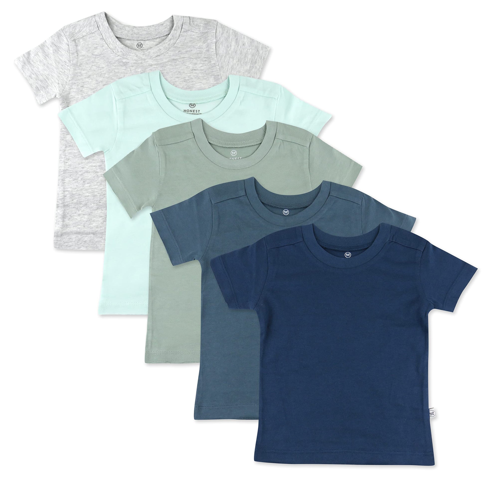 Honestbaby Unisex Baby Multipack Short Sleeve T-Shirt Tee 100% Organic Cotton Toddler, Little Kids Boys, Girls, Infant-And-Toddl