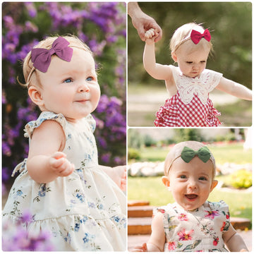 30 Pcs Baby Headbands Girls Hair Bows Nylon Hairbands With Linen Bows Handmade Head Accessories For Infant Newborn Toddlers Kids