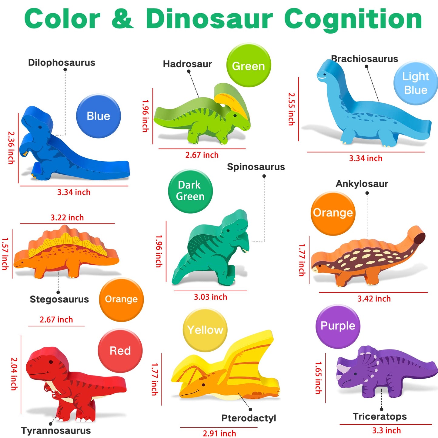 FFTROC Montessori Dinosaur Toys for 2 3 4 Year Old Boys - Wooden Stacking Dinosaur Toys for Kids 2-4 3-5, Toddler Balancing Bloc