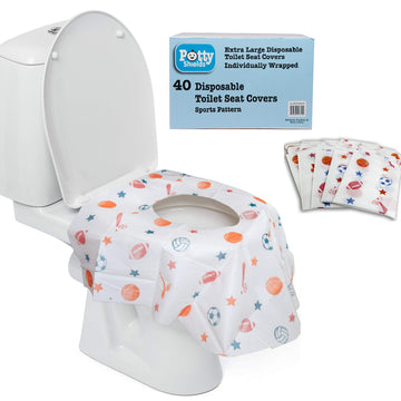 Disposable Toilet Seat Covers For Kids & Adults (40 Pack) Germ Protect From Public Toilets - Waterproof, Individually-Wrapped, P