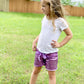 Cilucu Girls Shorts Toddler Sequin Shorts Sparkles On Both Sides Purple 5T