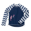 Navy Blue Baby Girl Long Sleeve Rash Guard By Sun Smarties, Seahorse, 12 Mo.