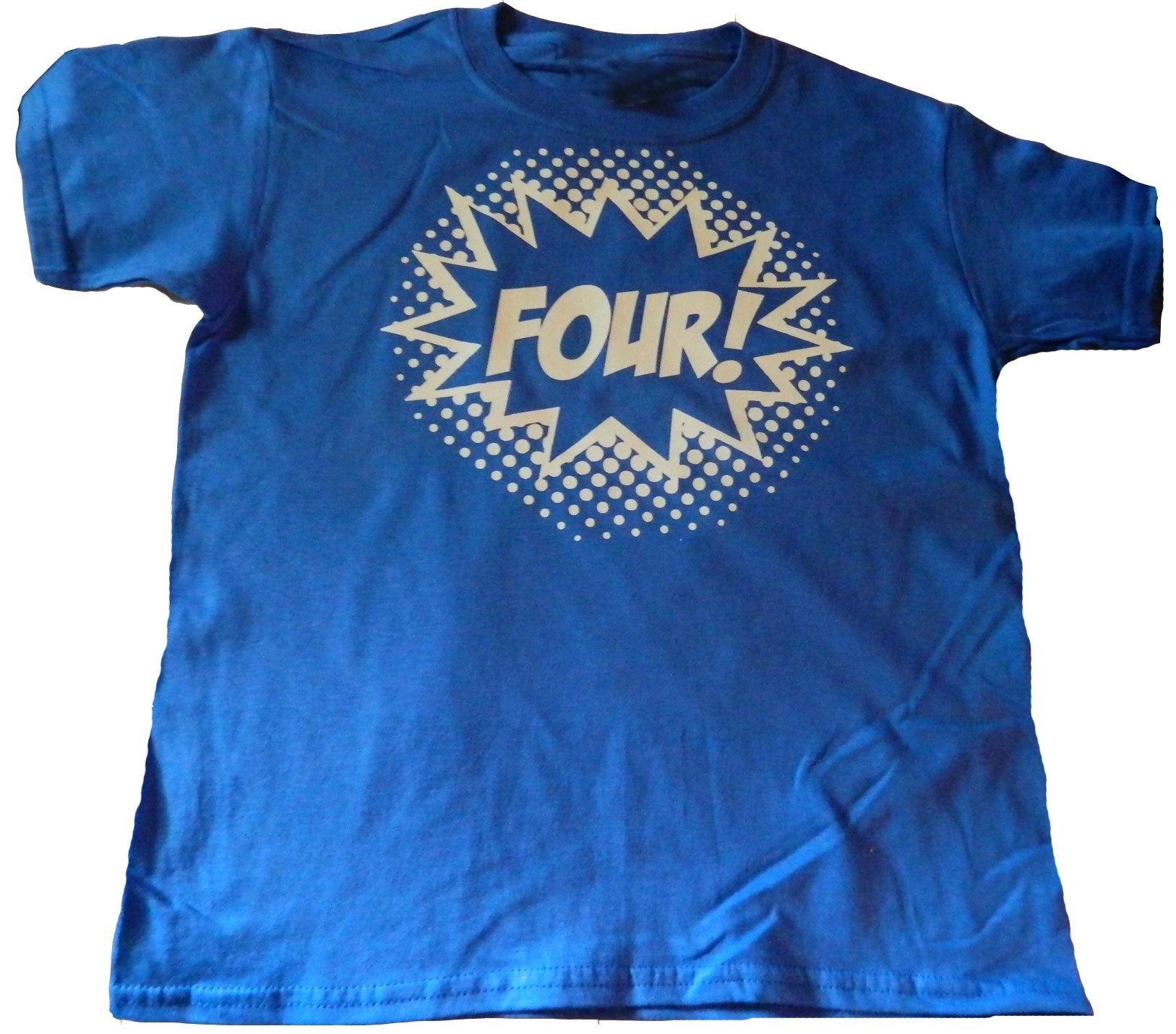 Custom Kingdom Baby Boys Four Superhero 4Th Birthday T-Shirt (5T, Royal Blue)