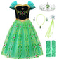 Jerrisapparel Girls Princess Costume Snow Party Halloween Cosplay Fancy Dress (6, Green With Accessories)