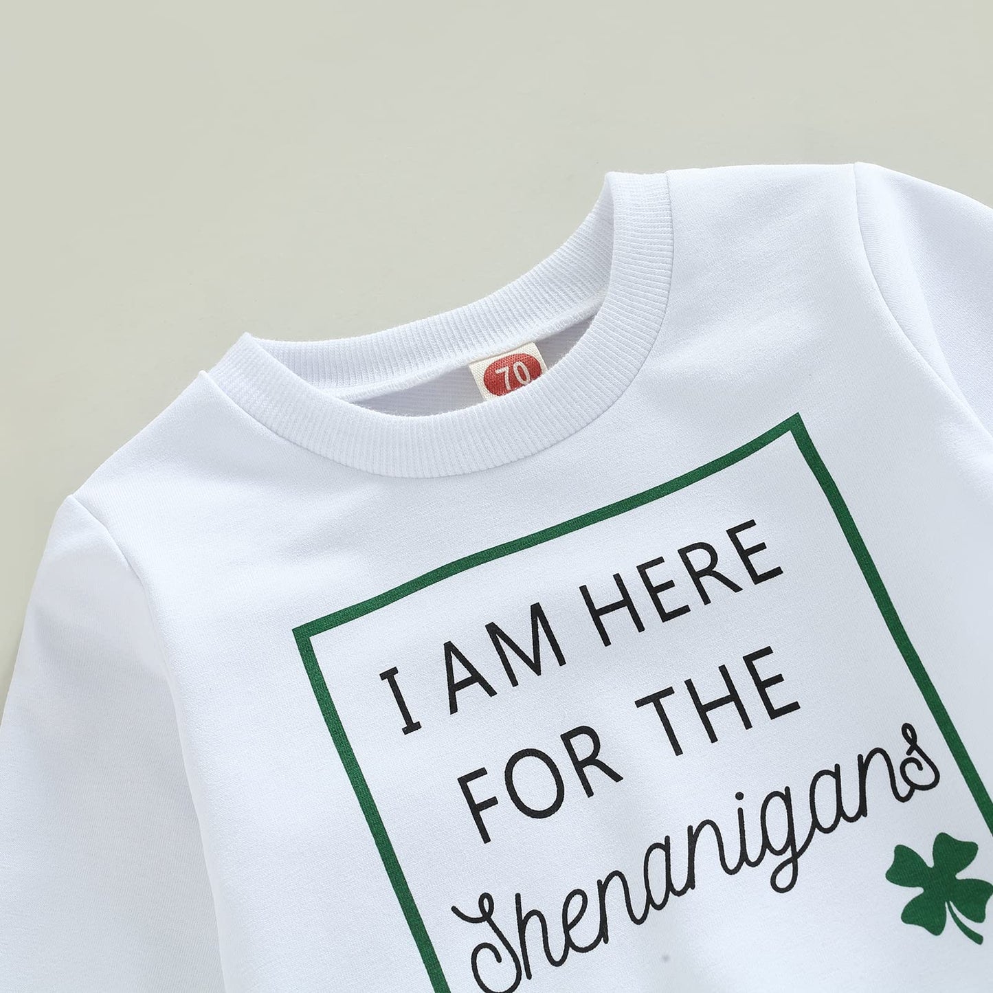 Allshope Toddler Baby Boy St Patricks Day Outfit Long Sleeve Clover Letter Print Sweatshirt And Solid Jogger Pant Clothes Set (C