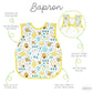 Bapronbaby Busy Bees Bapron - No Neck Tie Safer Bib For Baby & Toddler - Soft Waterproof Stain Resistant - Machine Washable - Sz
