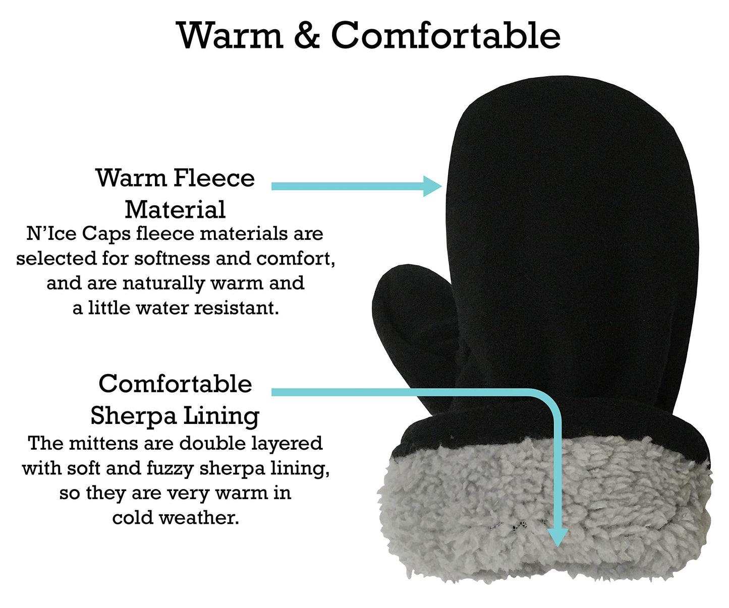 N'Ice Caps Baby Toddler Mittens Kids 2 Pairs Fleece Gloves Winter Warm Sherpa Lined (Black/Red Buffalo Plaid, 4-6 Years)