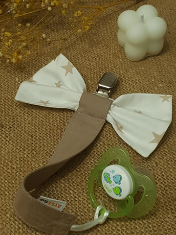 Protective Pacifier Clip, Bowtie & Round - Ultra-Durable & Handmade, 2-Pack With 100% Cotton Fabric - Safe & Stylish Baby Essent