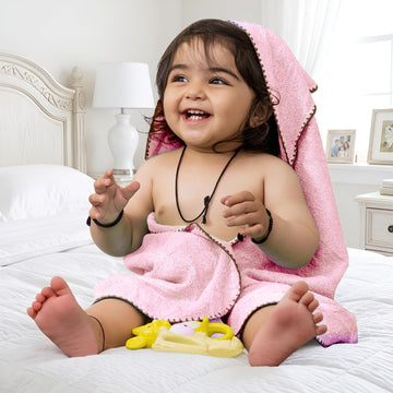 MummaS Touch Puresoft Bamboo Baby Hooded Towel  Pink  Pack Of 1 | Ultra Soft & Absorbent | Gentle Bamboo Fiber | 024 Months 