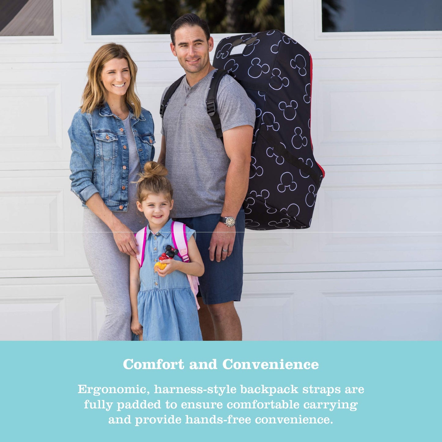 J.L. Childress Disney Baby Ultimate Premium Backpack Padded Car Seat Travel Bag - Car Seat Gate Check Bag - Fits All Car Seats &