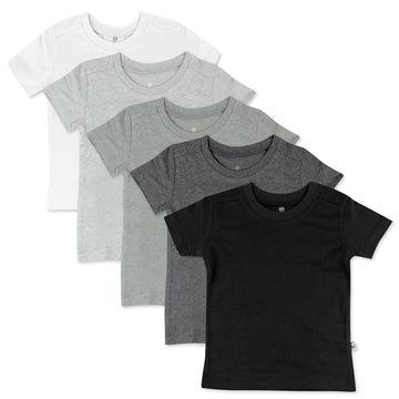 Honestbaby Organic Cotton Short Sleeve T-Shirt Multi-Packs, 5-Pack Gray Ombre, Preemie