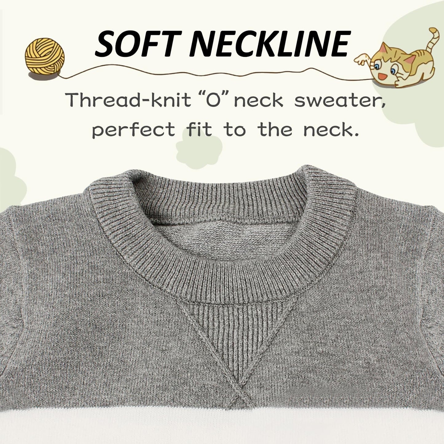 Peecabe Toddler Baby Cable Knit Sweater For Boys Long Sleeve Crewneck Striped Cotton Pullover Sweatshirt Fall Winter 1-5T (3T, G