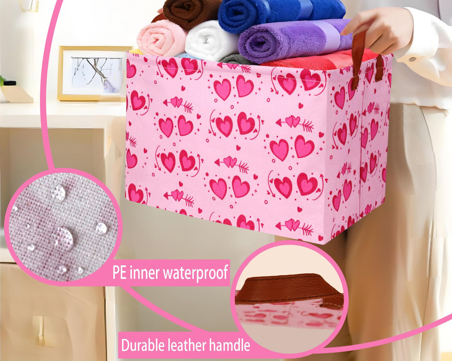 Boohit Personalized Easter Baskets For Kids Large Girl Foldable Storage Box For Gifts Kids Empty Storage Bins Rectangular Toy Or
