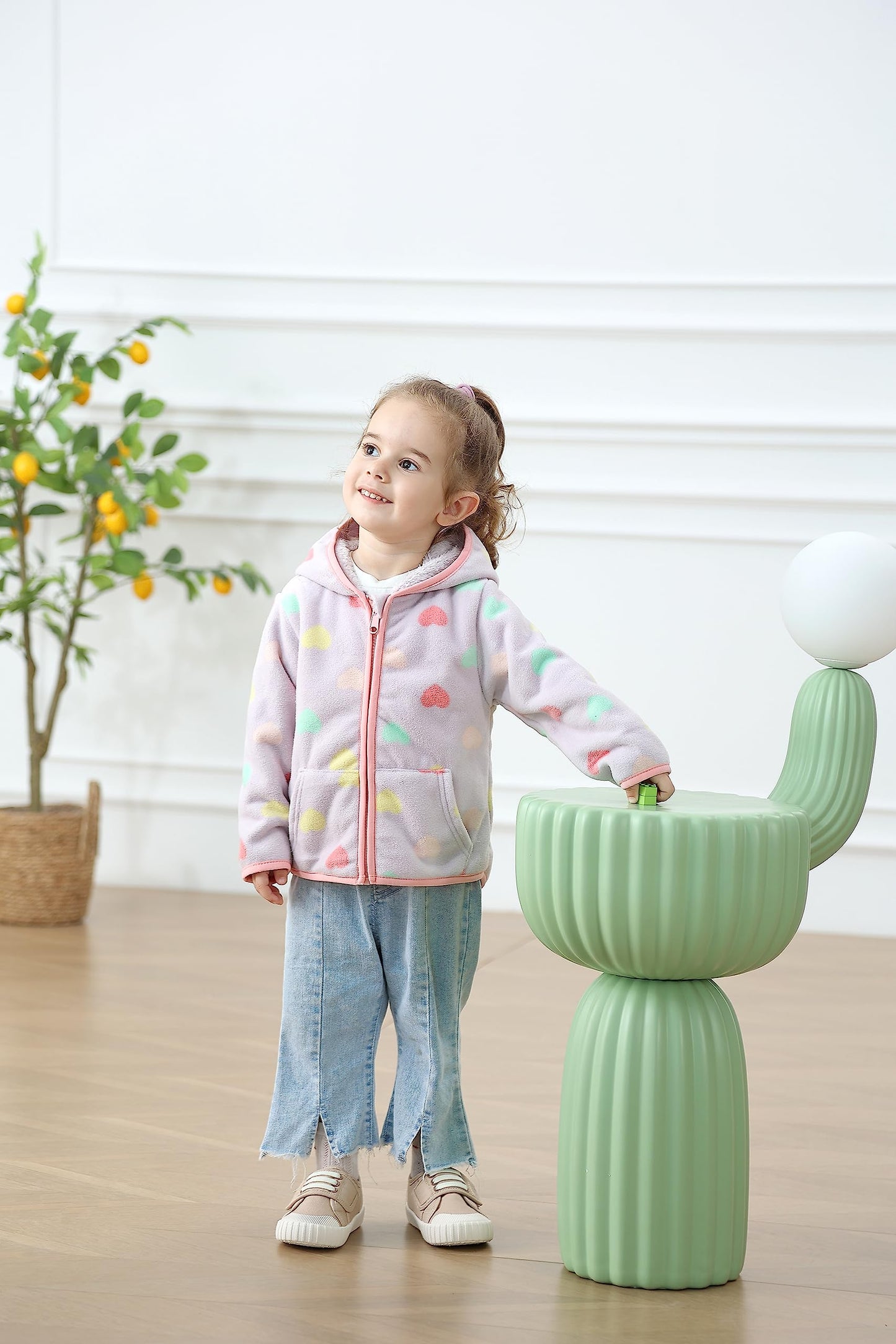 Feidoog Toddler Polar Fleece Jacket Hooded Baby Boys Girls Autumn Winter Long Sleeve Thick Warm Outerwear,Purple,1-2T