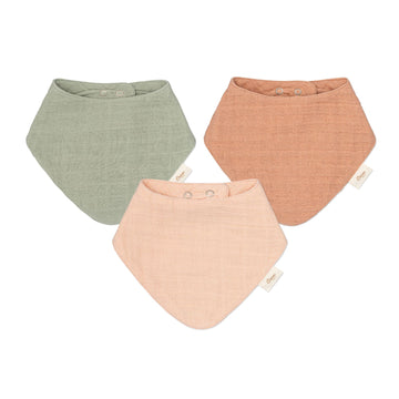 Crane Baby Soft Muslin Baby Bib Set, Adjustable And Absorbent Bandana Style Bibs For Boys And Girls, Rose, 3 Piece, 18.5    X 9