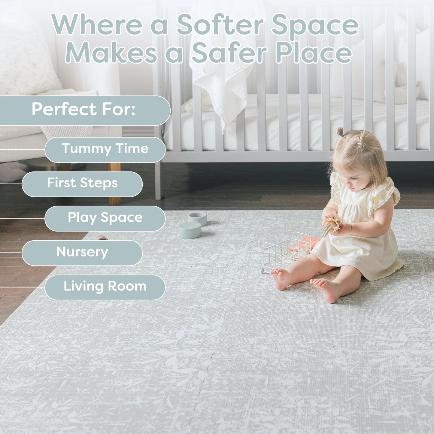 Little Landings Baby Play Mats For Floor - Eden (4X6Ft) - Premium Eva Foam Play Mat For Babies & Toddlers - Perfect For Tummy Ti