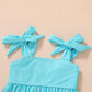 Younger Tree Toddler Girls Two Pieces Swimsuit Color Block Stripe Swimwear Summer Beach Bathing Suit 18M-5T(Blue 12-18 Months)