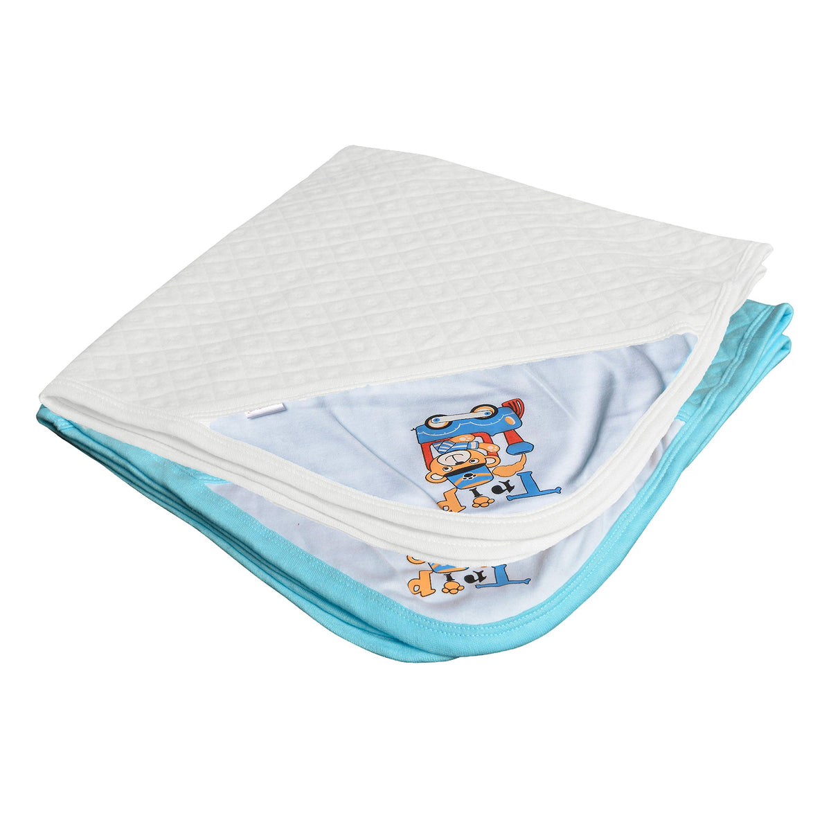 CATCUB Ultra Soft Cotton Jacquard Baby Hooded Towel Combo  Pack of 2 (Blue, White)