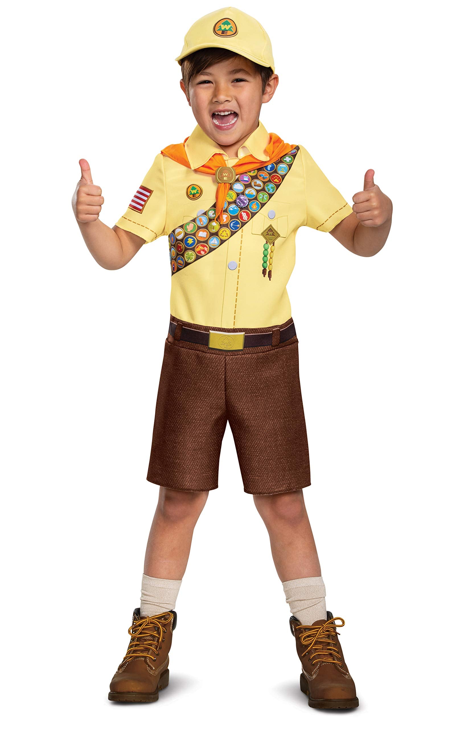 Disguise Russell From Up Costume, Disney Pixar Movie Inspired Character Outfit For Kids, Classic Child Size Small (4-6) Brown (1